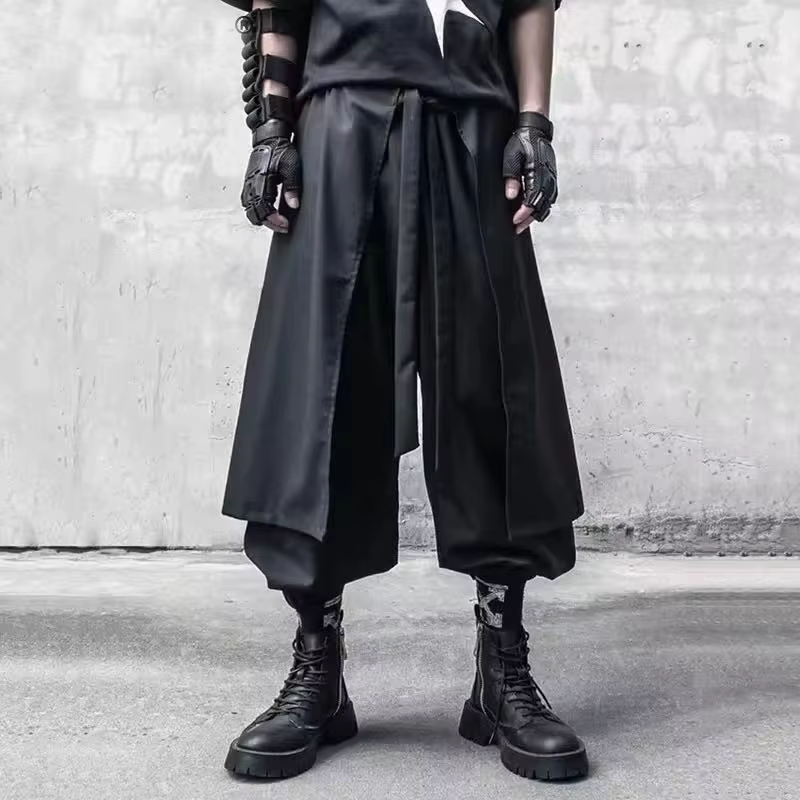 ARENS été fonctionnel cheville pantalon hommes Style foncé faux deux pièces Patchwork conception tai