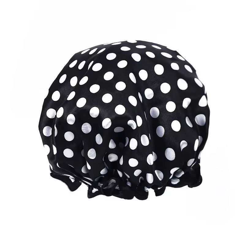Bonnet de douche étanche imprimé léopard, Double couche élastique, couverture de cheveux, Point ondu
