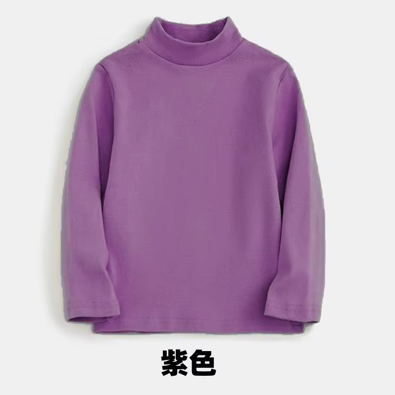 T-shirt à manches longues pour filles, sous-vêtement thermique solide, décontracté, col haut, velour