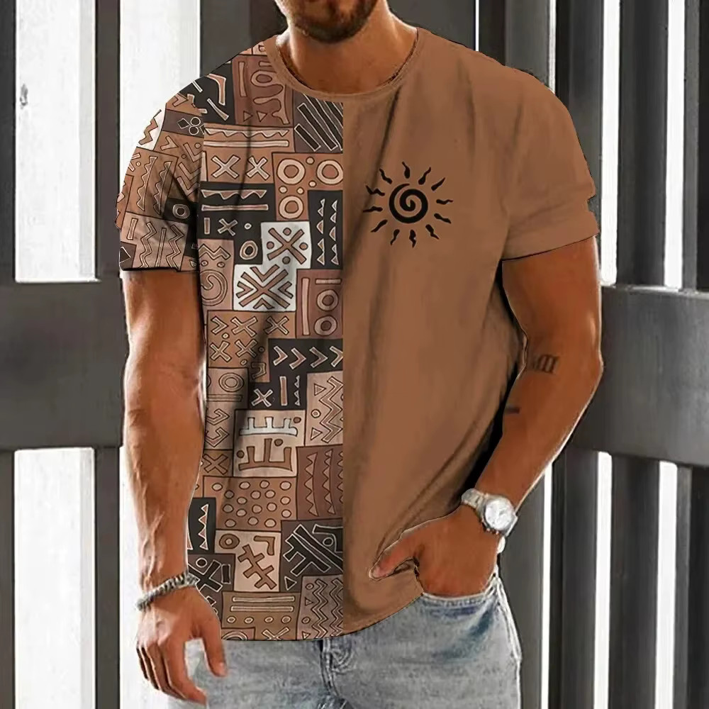 Vintage Style ethnique hommes T-Shirt mode d'été 3D imprimé hommes à manches courtes décontracté hau