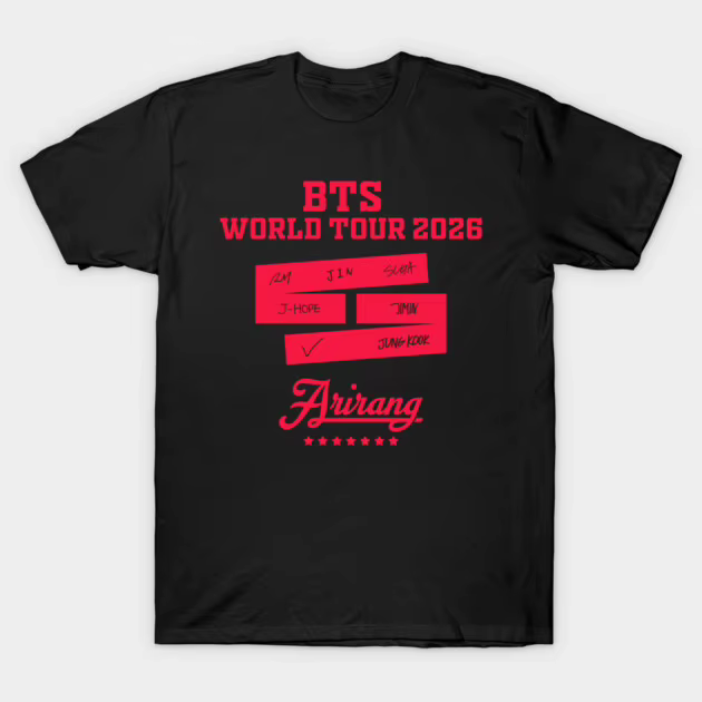 T-shirt graphique Kpop BTS-World Tour 2026, col rond, manches courtes, tendance, décontracté, pur co
