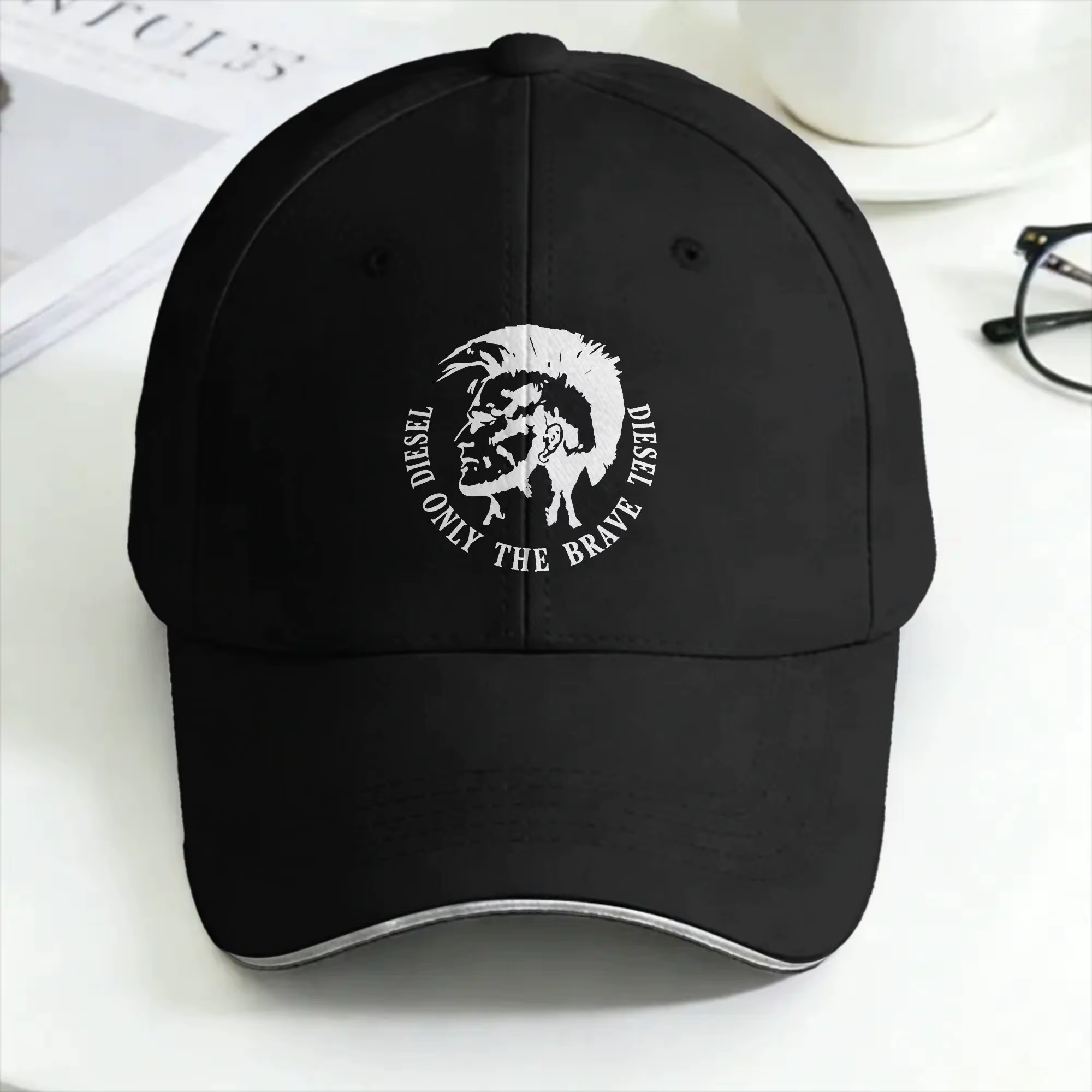 Casquette de baseball noire White D-Diesels pour homme adulte, style trucker, été, y2k, mignonne, po