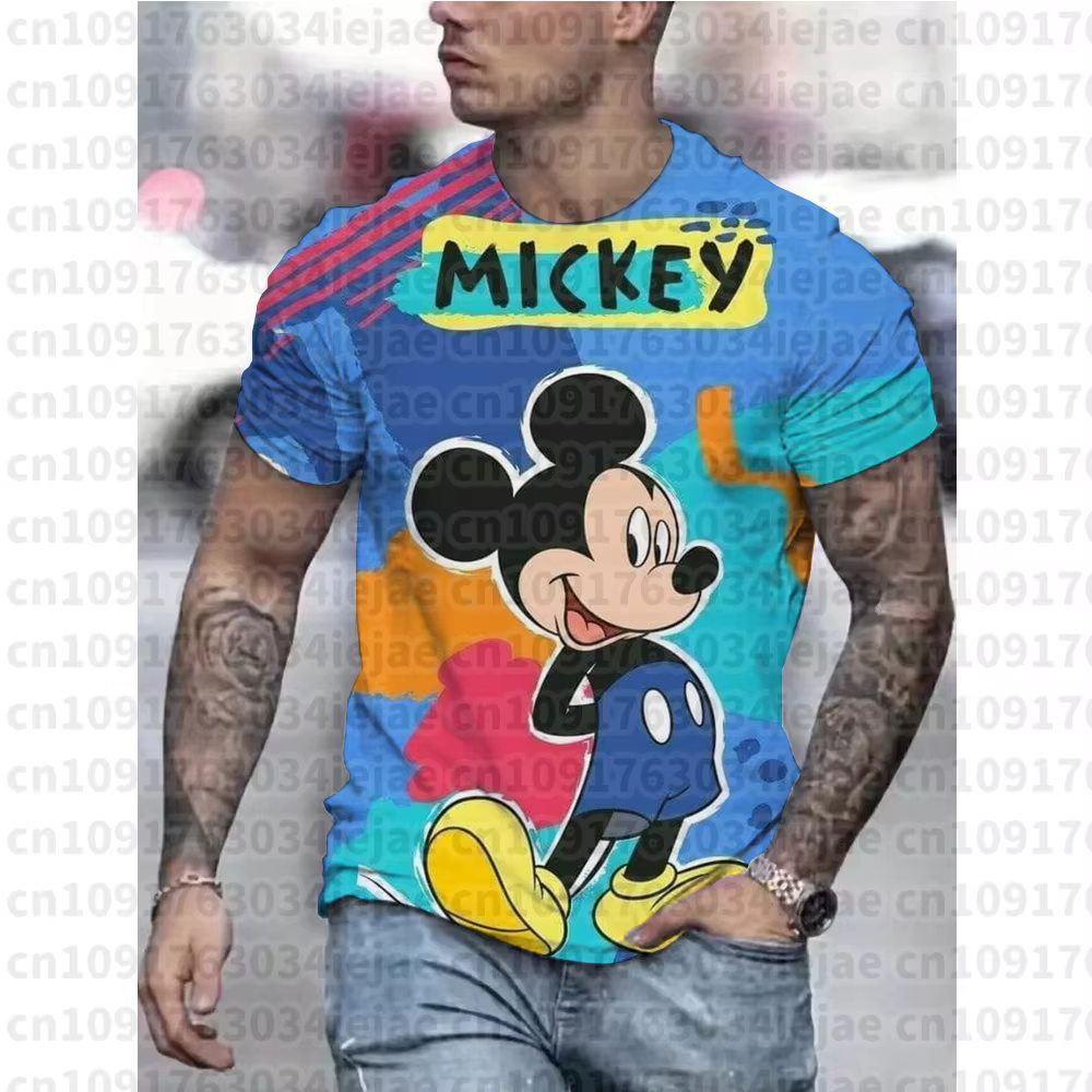T-shirt 3D Mickey Mouse 2026 pour Homme – T-shirts graphiques de dessin animé tendance été Harajuku 