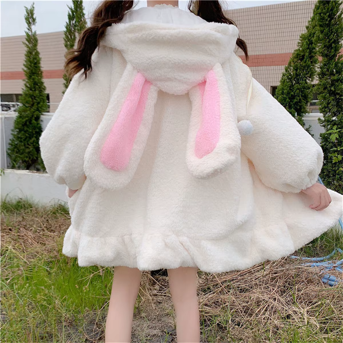 Sweat à capuche d'hiver chaud Kawaii oreilles de lapin femmes sweat fille Lolita à capuche fermeture