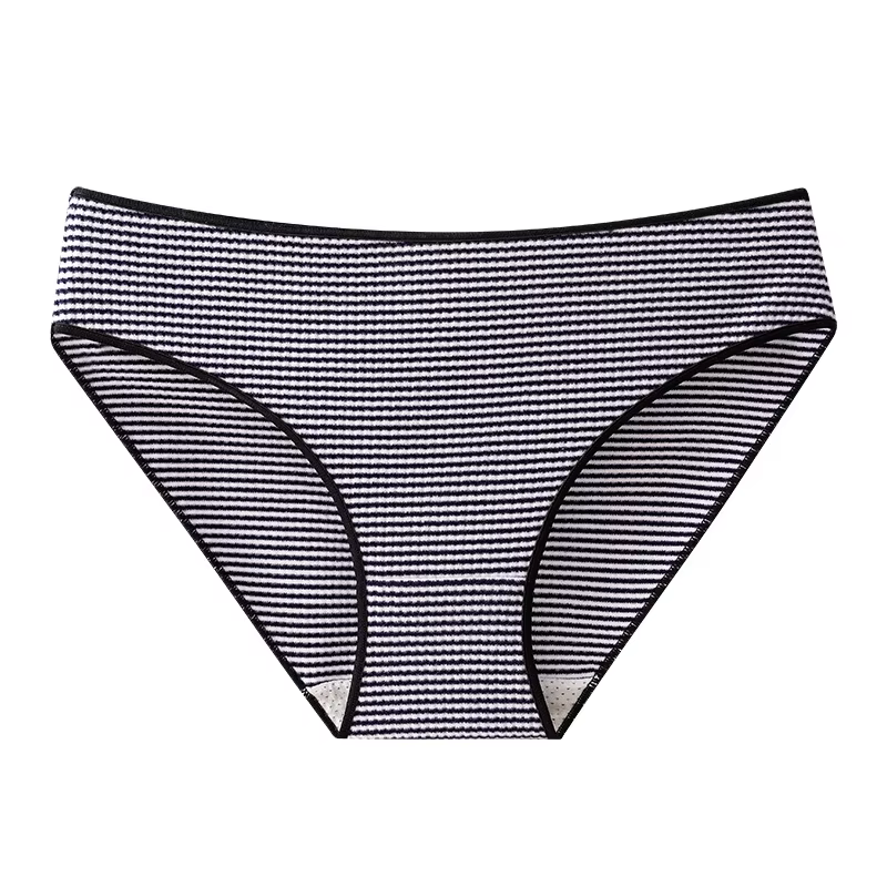 Culotte Respirante à l'Entrejambe pour Femme, Sous-Vêtement Chaud, Sexy, Sans Couture, Rayé, Taille 