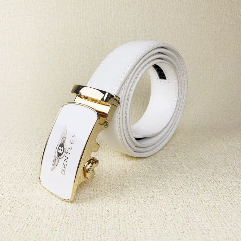 Bentley LOGO Ceinture en cuir blanc pour hommes boucle automatique jeunesse ceinture en peau de vach