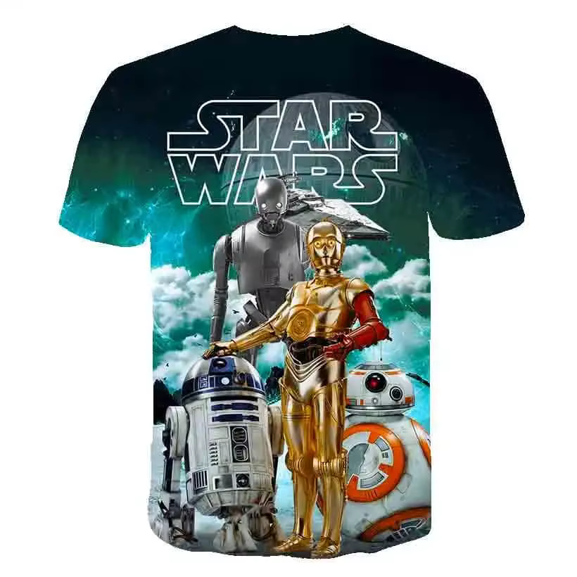 T-shirt imprimé 3D Star Wars pour homme, décontracté, à manches courtes, avec motif de film, streetw