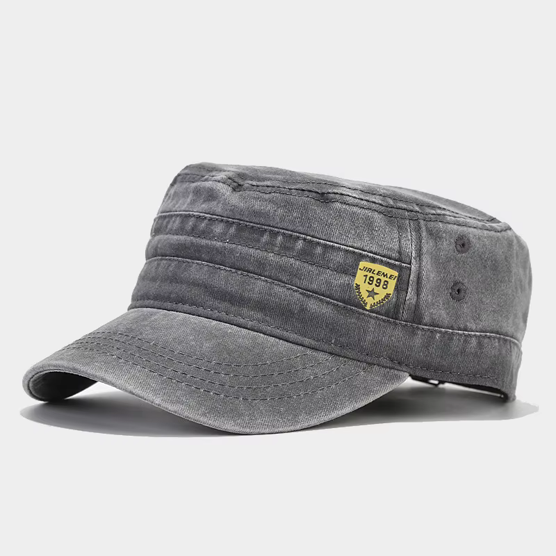 1 pièce Casquette plate rétro délavée réglable, style casquette de pêcheur, casquette militaire cade