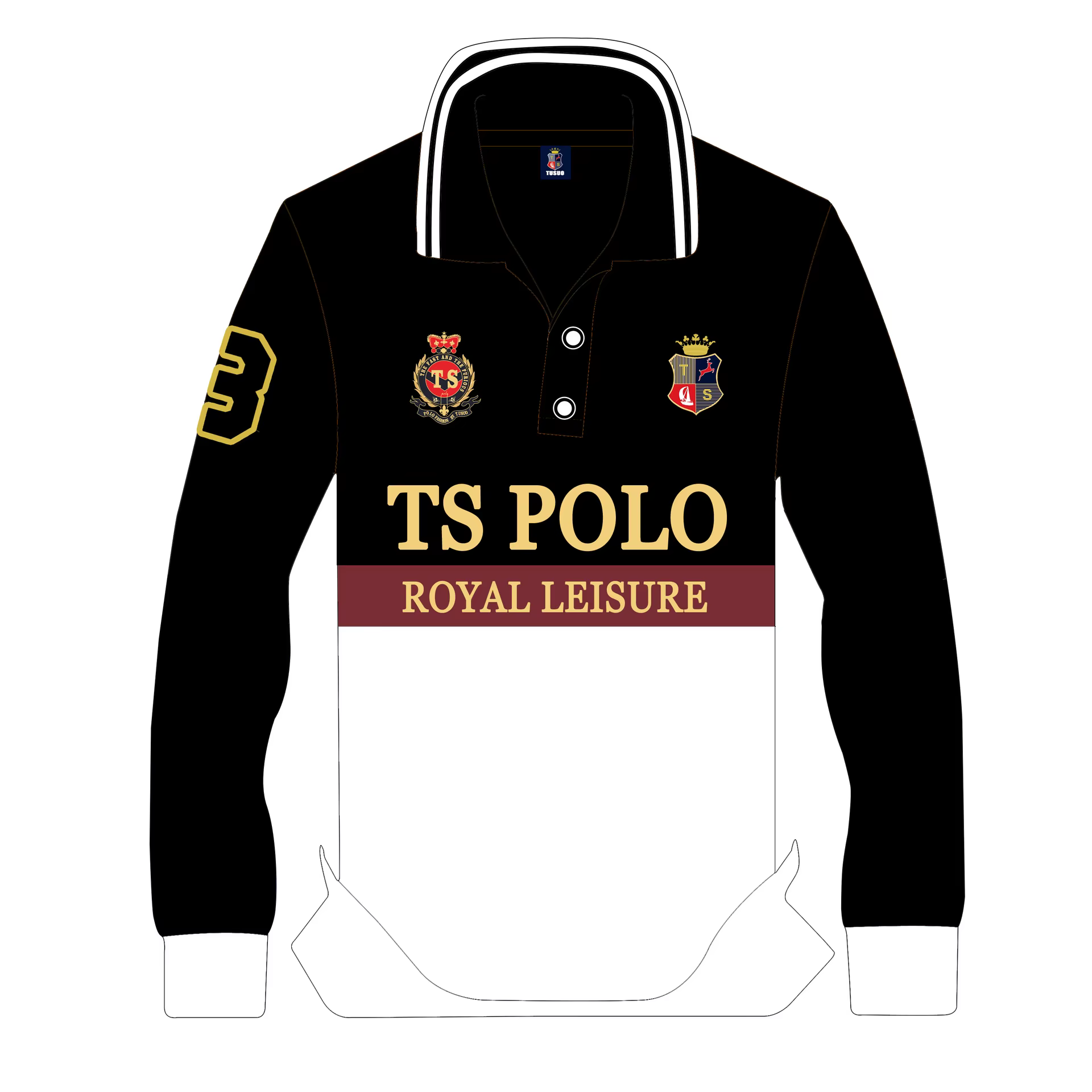 Super article hommes Polo EU/US Royal Sports broderie revers à manches longues col t-shirts homme su