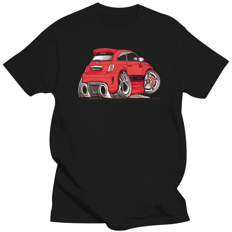 T-shirt col rond blanc, 2019 coton, motif dessin animé Koolart, motif voiture classique Gér100% Abar