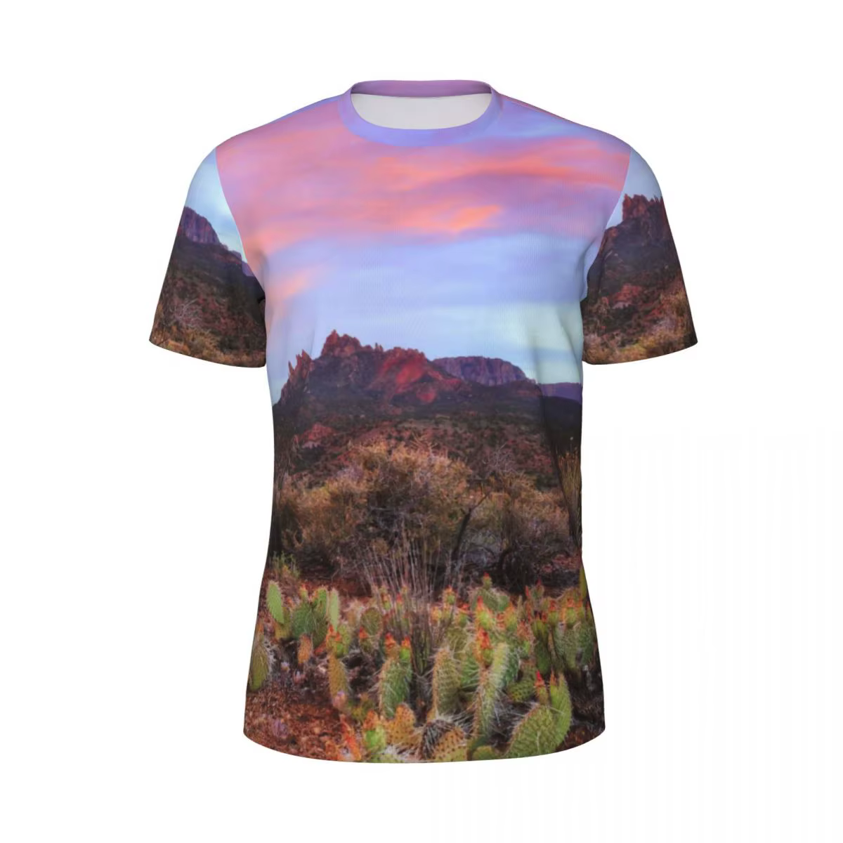 Désert coucher de soleil T-Shirt Cactus paysage à la mode Cool Gym t-shirts manches courtes respiran