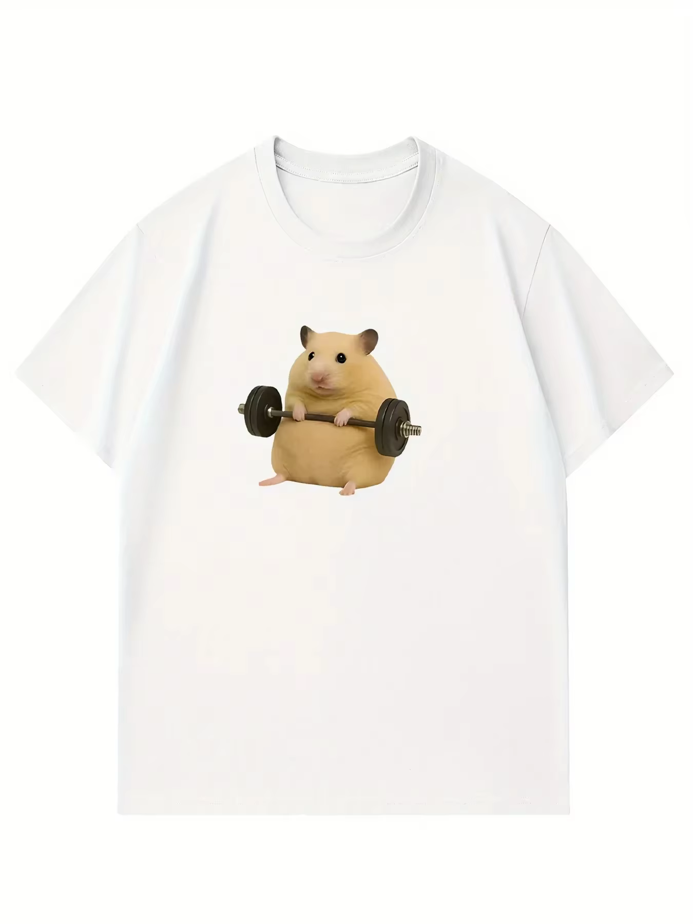 T-shirt décontracté à manches courtes avec motif Hamster Lifting Weights, style Harajuku, vêtements 