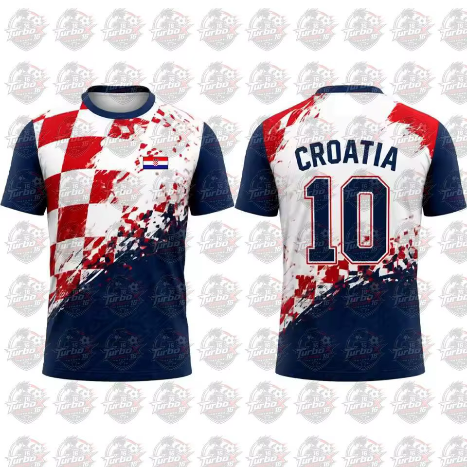 Nouveau T-shirt imprimé drapeau Croatie 2026 – Maillot de sport respirant à séchage rapide pour homm