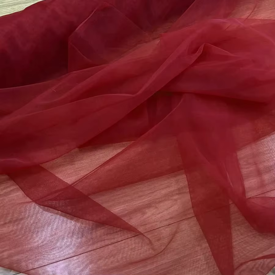 Rideau de Convenation de Mariage en Tulle Doux Bordeaux, Vêtement en Maille Rose Poussiéreux, Dos de