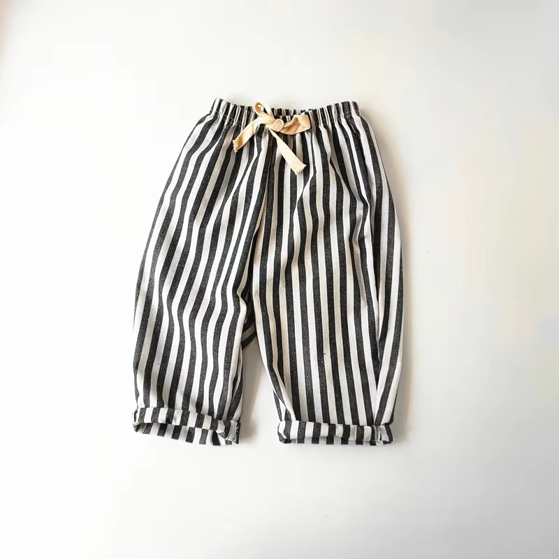 Printemps été garçons rayé pantalon ample bébé fille Vintage décontracté lin coton Harlan pantalon e