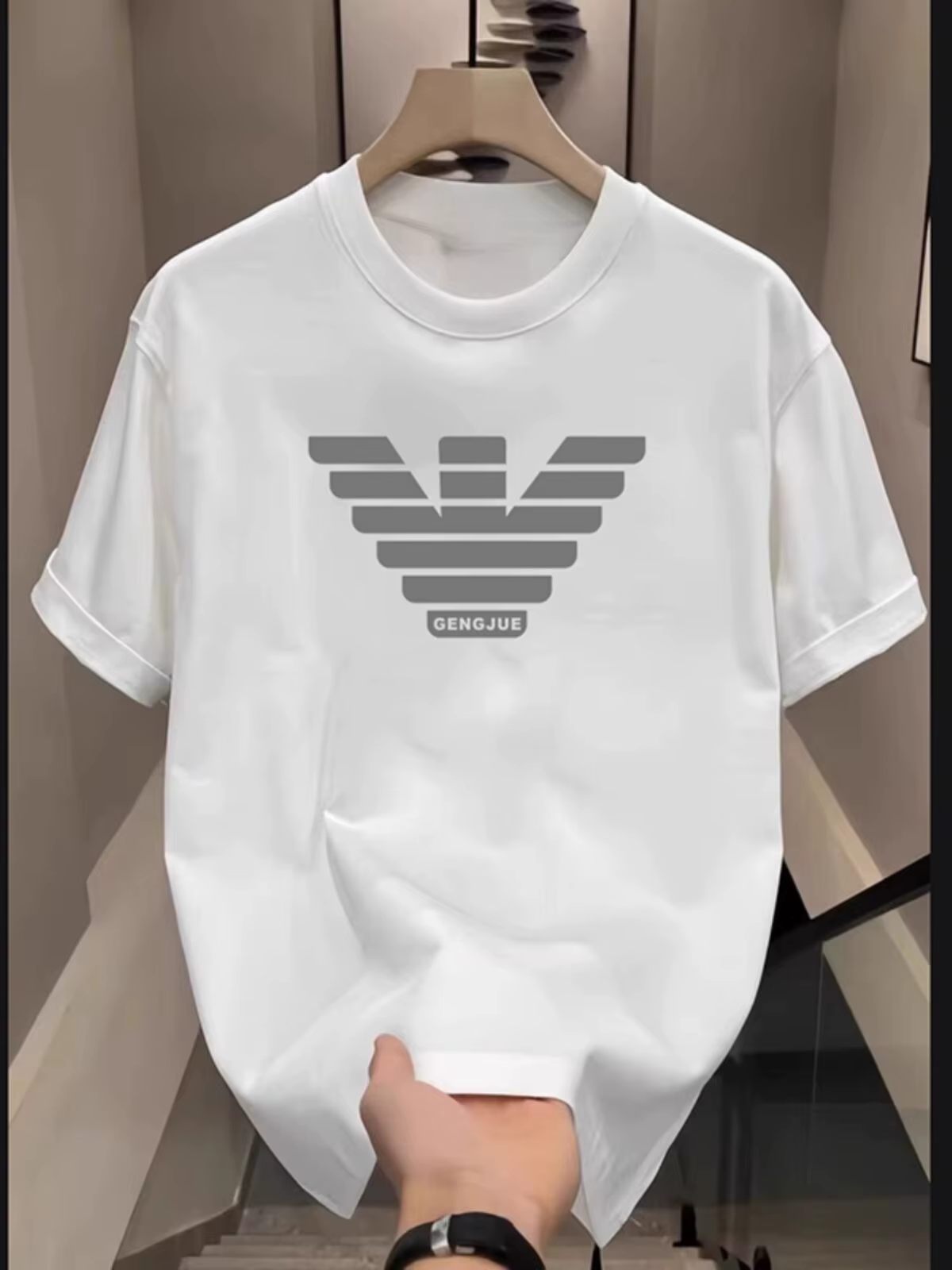 T-shirt décontracté tendance streetwear avec logo classique, marque de luxe, haut pour hommes et fem