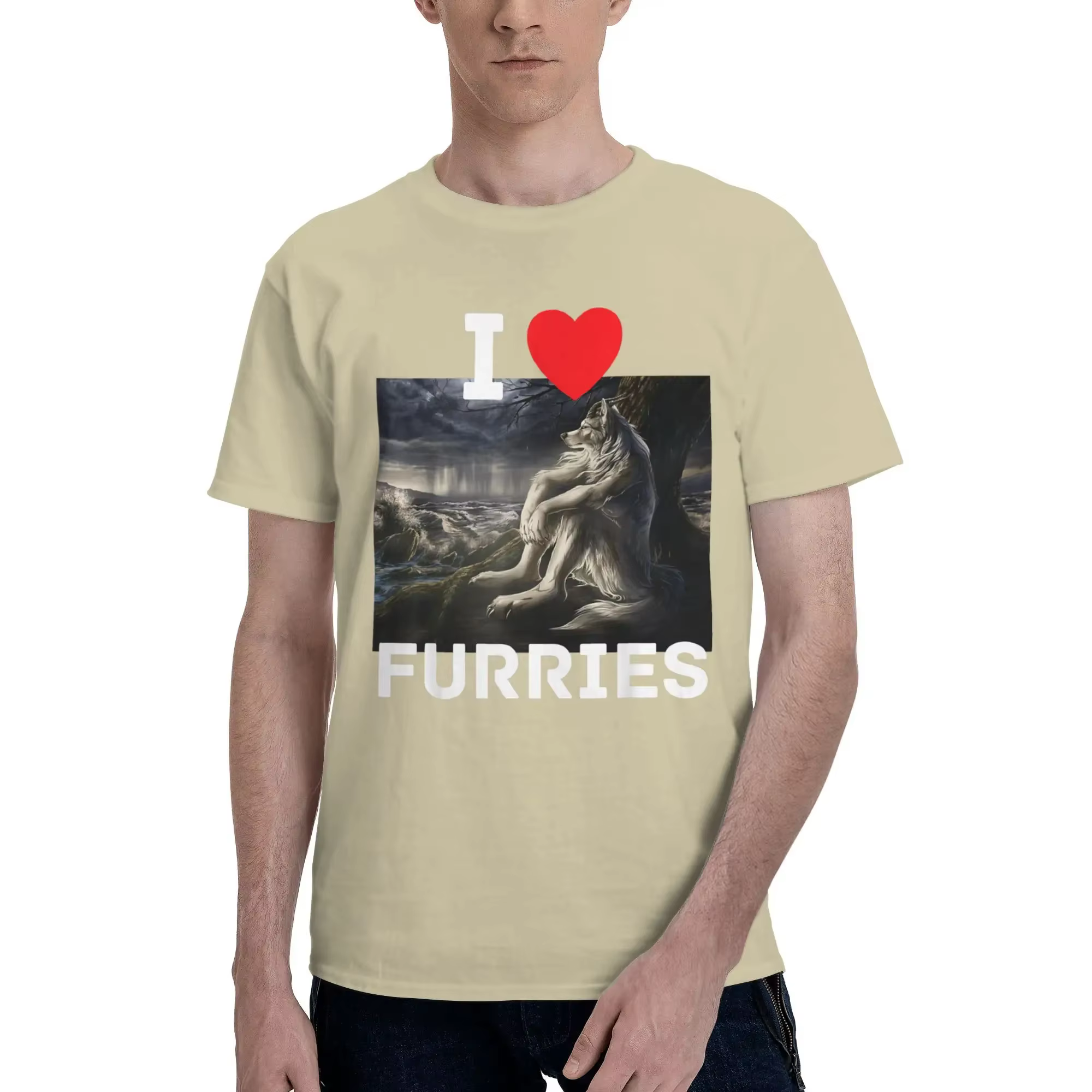 T-shirt humoristique « I Heart Furries » pour hommes, motif loup/furries, idéal pour l'été, conforta