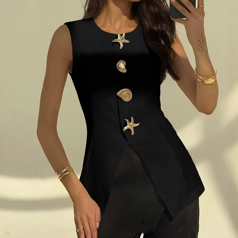 KUCLUT 2025 nouvelle mode col en v simple boutonnage gilet pour les femmes élégant polyvalent taille