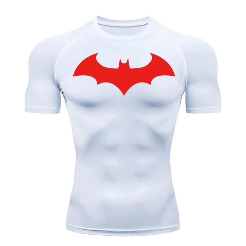 Chemises de Compression graphiques chauve-souris pour hommes, manches courtes, protection contre les