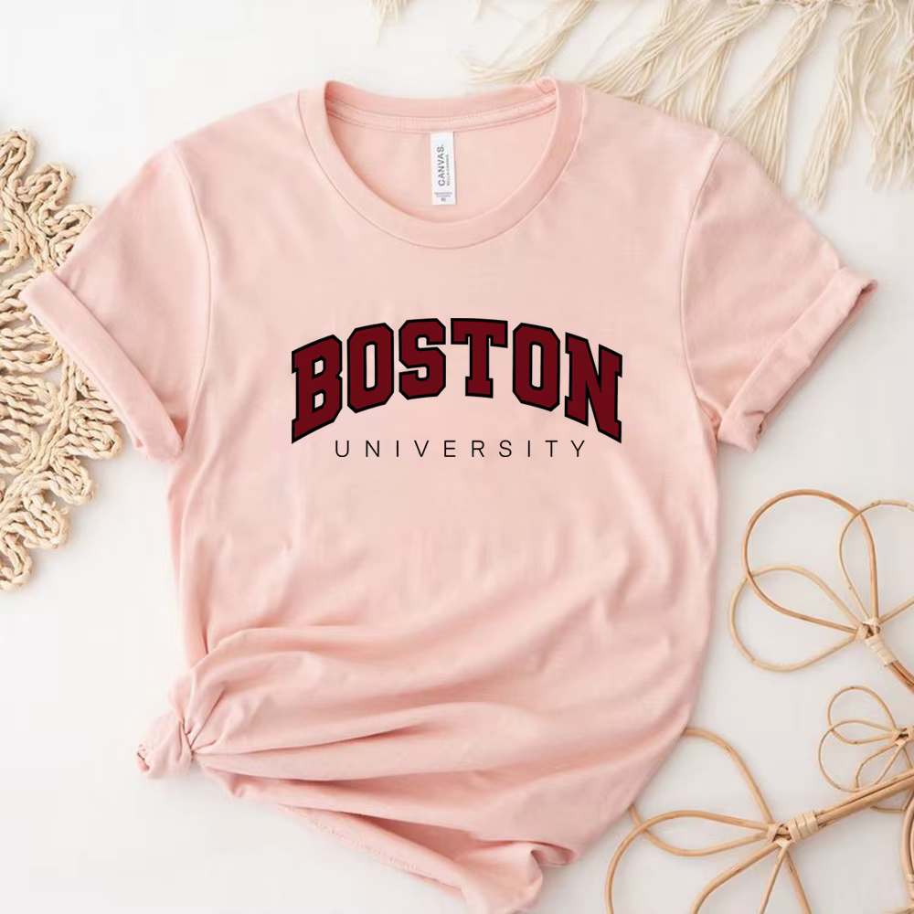 T-shirt unisexe à manches courtes de l'Université de Boston, T-shirt graphique, Université universit