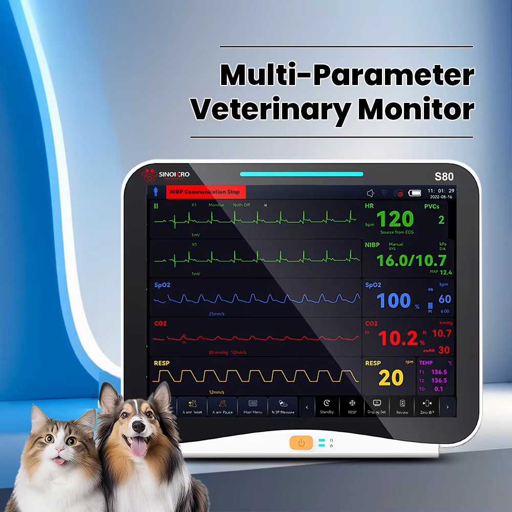 S80CVET – moniteur patient vétérinaire pour animaux de compagnie, écran tactile 10.1 pouces, ECG RES