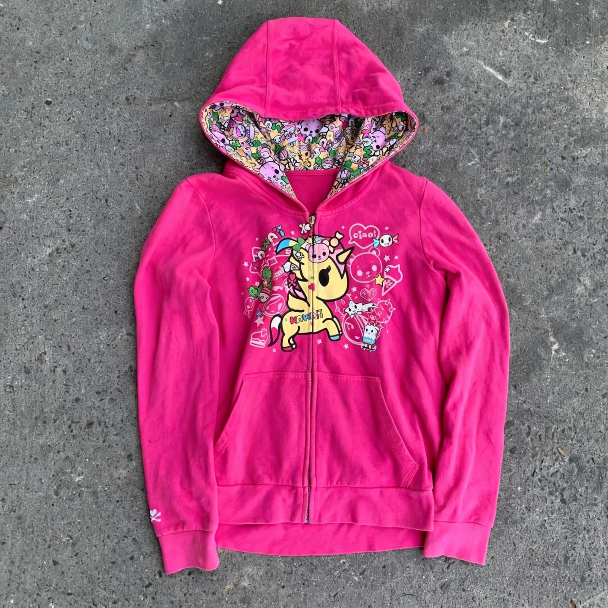 Sweat à capuche imprimé licorne pour femme, motif dessin animé Kawaii, vêtements de sport décontract