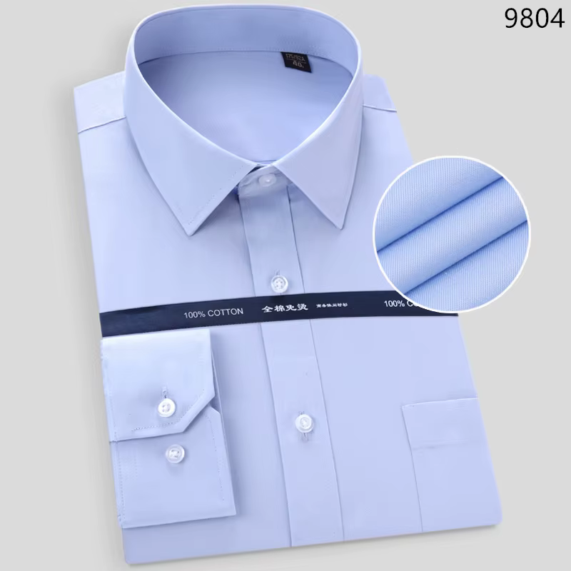 Haute qualité repassage gratuit hommes robe chemise à manches longues 100% pur coton nouveau solide 