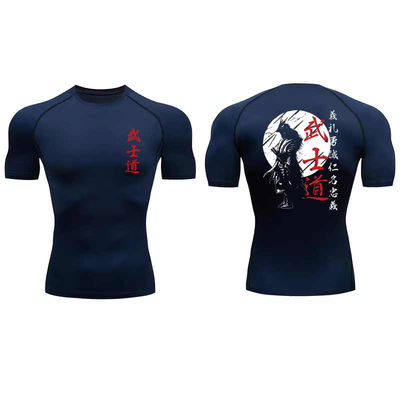 Japon samouraï esprit chemises de Compression à manches courtes pour hommes été athlétique séchage r
