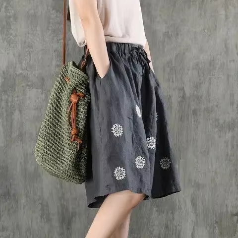 Short en coton mi-long pour femme, bermuda, pantalon court, demi-genou, esthétique Harajuku, élégant
