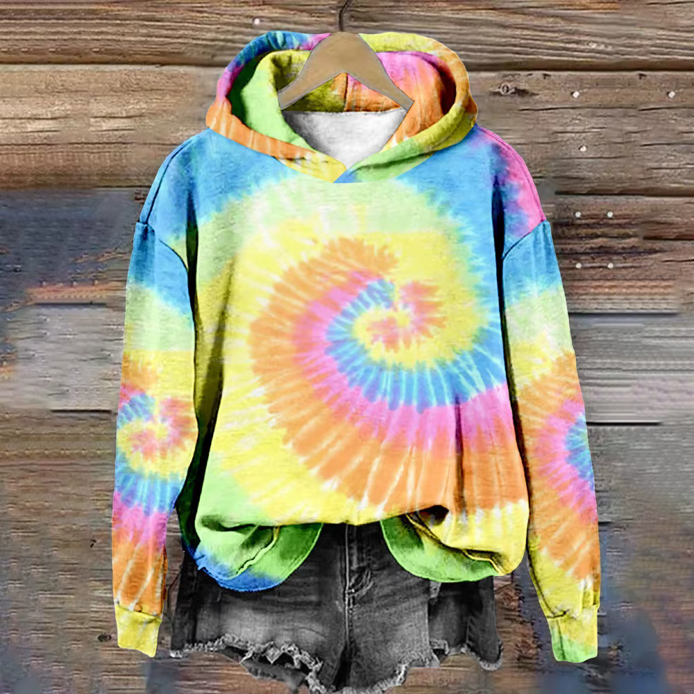 Seulement haut à la mode coloré cravate colorant impression 3D sweats à capuche femmes automne sweat