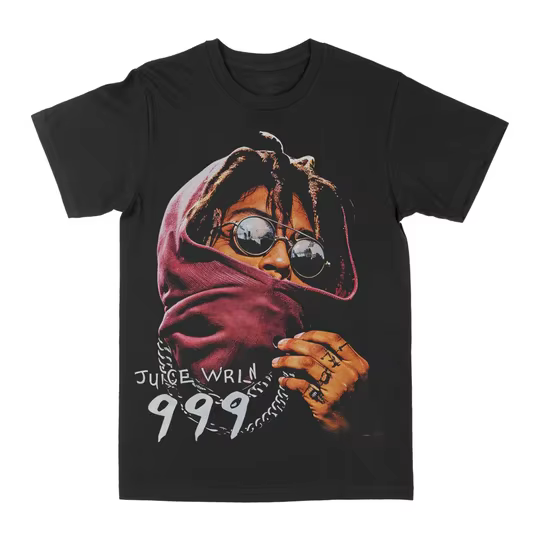 Juice Wrld 999 T-shirt en coton noir pour hommes, Streetwear, Style Grunge