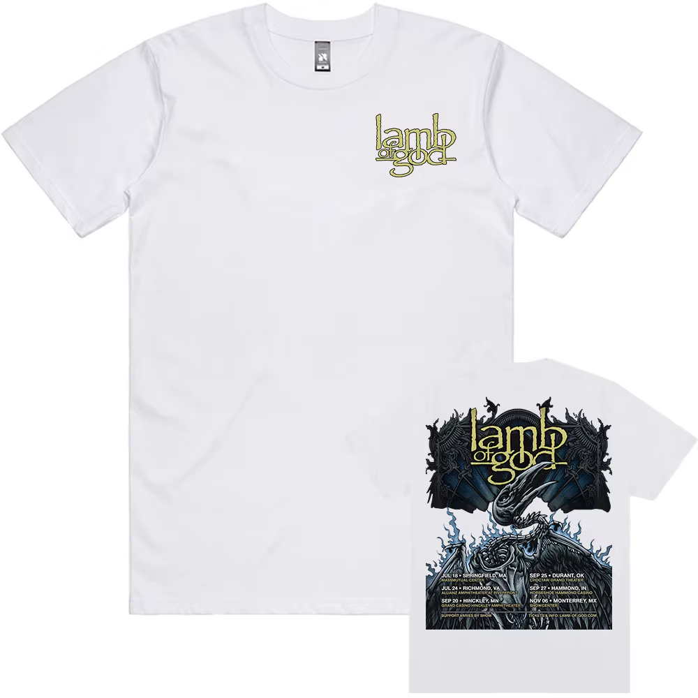 Agneau de dieu Tour 2025 nouveau T-shirt bande mentale impression graphique t-shirts à manches court