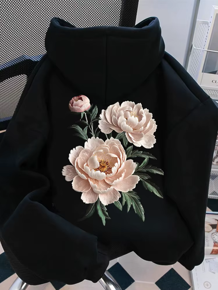 Sweat à capuche en polaire imprimé graphique Spring Rose pour homme, sweat à capuche décontracté Y2K