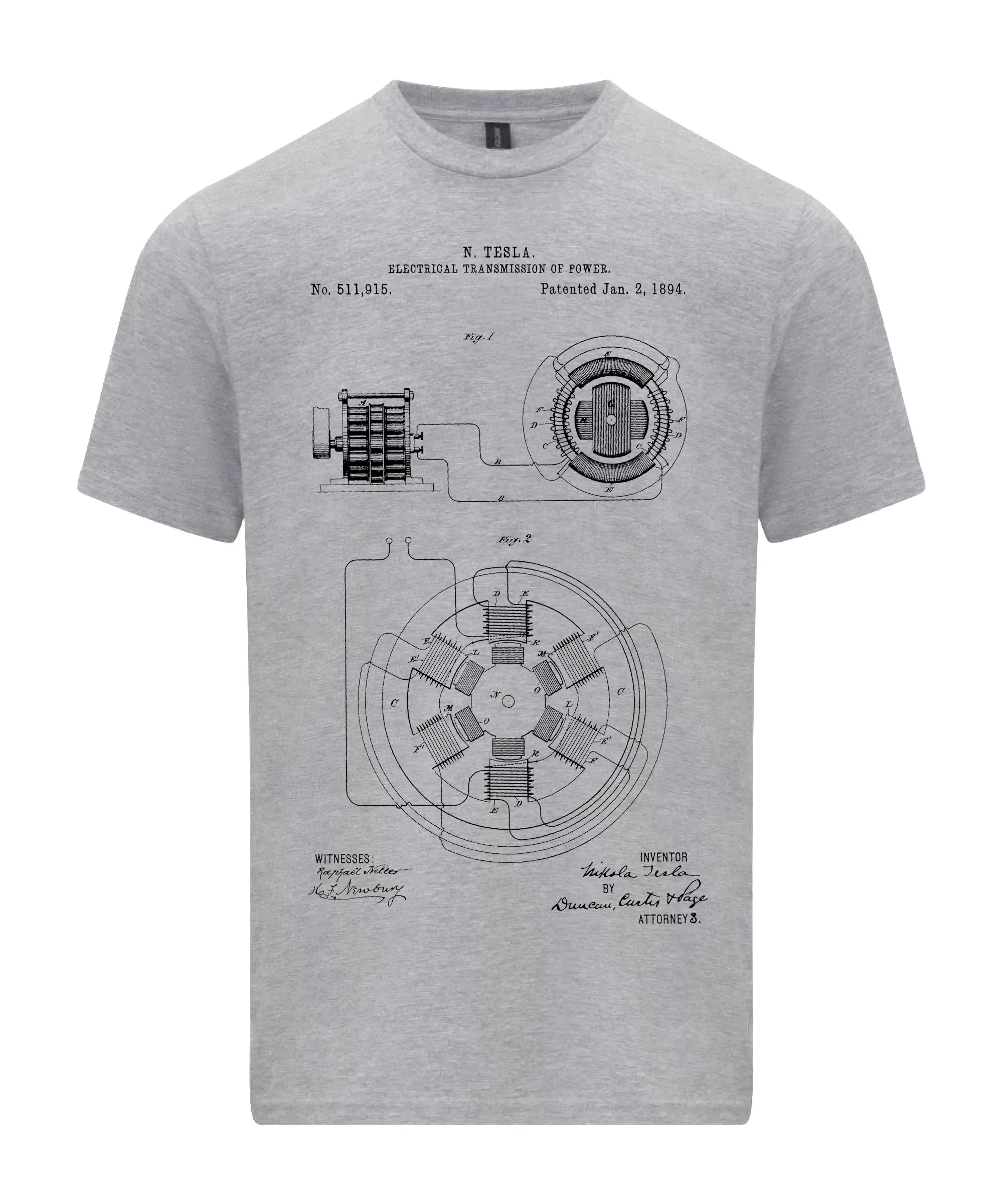 Nicola Tesla Transmission électrique brevet Art plan T-Shirt graphique t-shirts rétro Streetwear cou