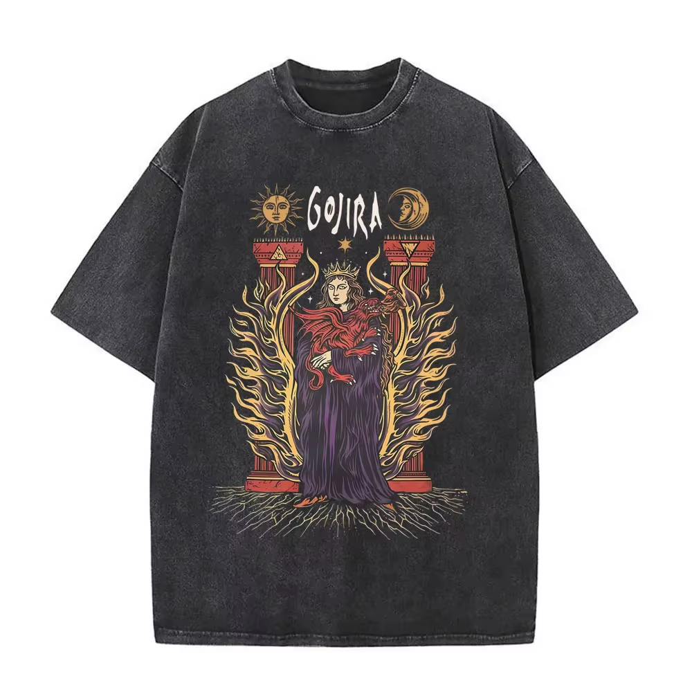 T-shirt vintage en métal lavé pour homme et femme, groupe de rock Gojira, From Mars To Sirius, style
