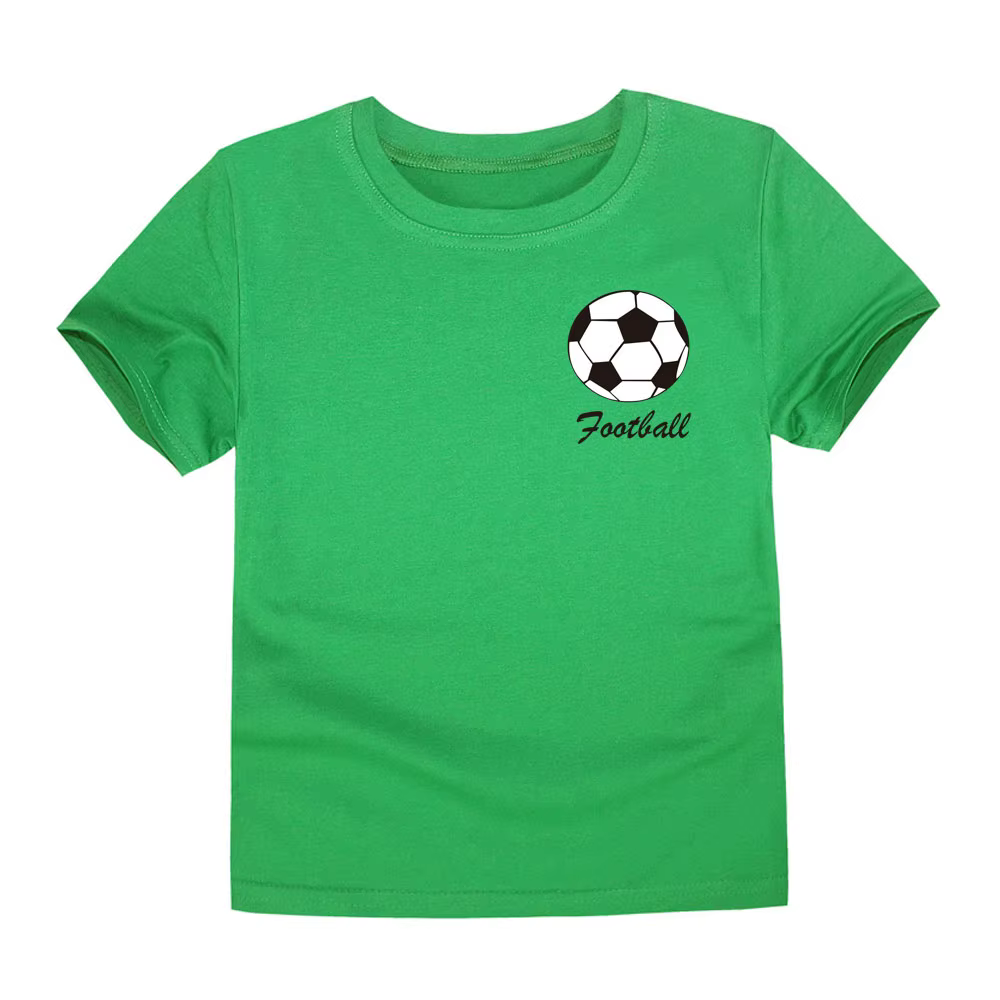 T-shirt de football à manches courtes pour garçons et filles, vêtements d'été pour tout-petits, 100%