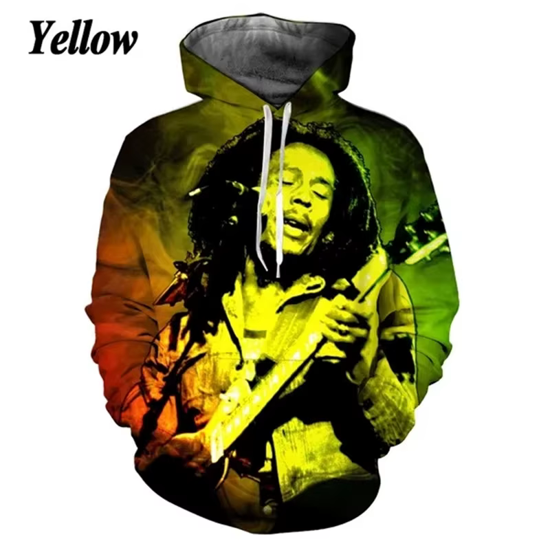 Bob Marley Raggie sweat à capuche pour hommes 3D imprimé Rock Hip Hop sweat hauts Wailing Wailers gr