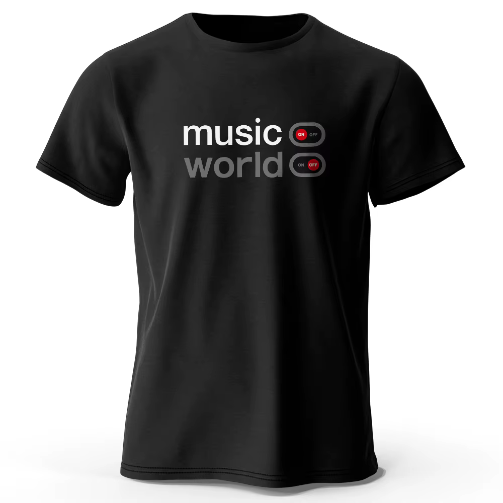 T-shirt imprimé Music World pour hommes, 100% coton, surdimensionné, classique, drôle, avec motifs g