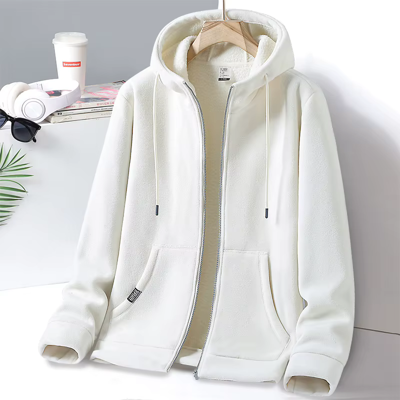 Manteau en polaire monochrome pour homme, sweat à capuche chaud épaissi, multicolore en option, mant