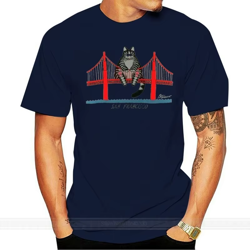B Kliban-T-shirt à manches courtes pour homme, T-shirt personnalisé, Cat San Francisco XL Elin, Gold
