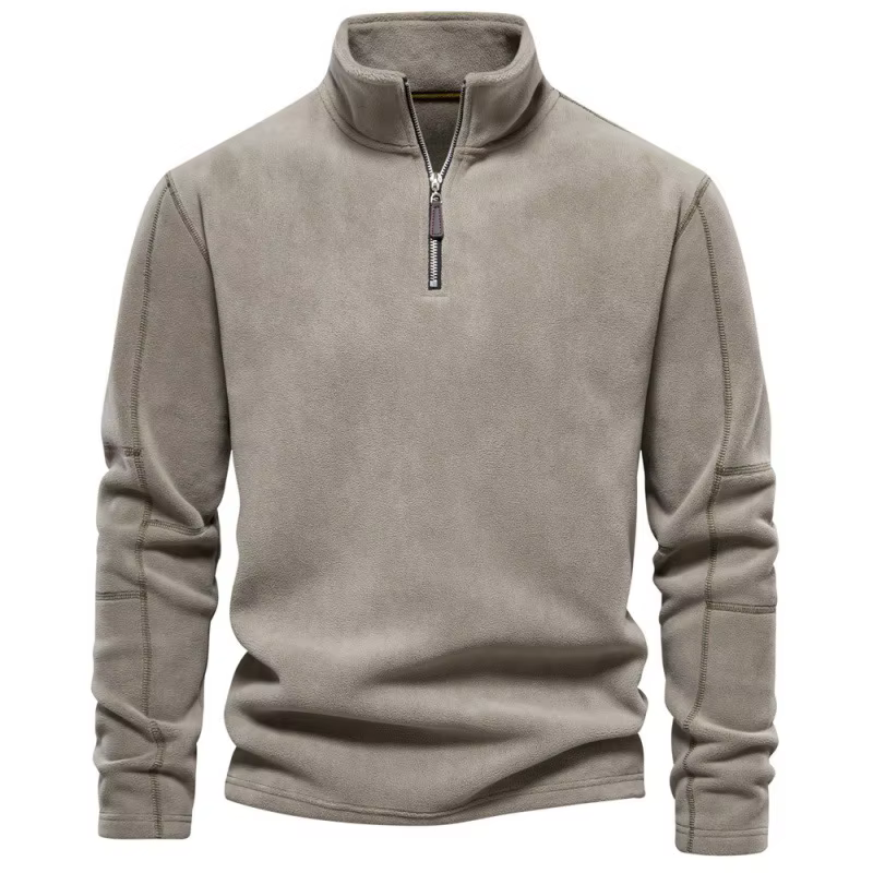 Sweat-shirt à capuche en polaire à manches longues pour homme, vêtement épais et chaud, demi-fermetu