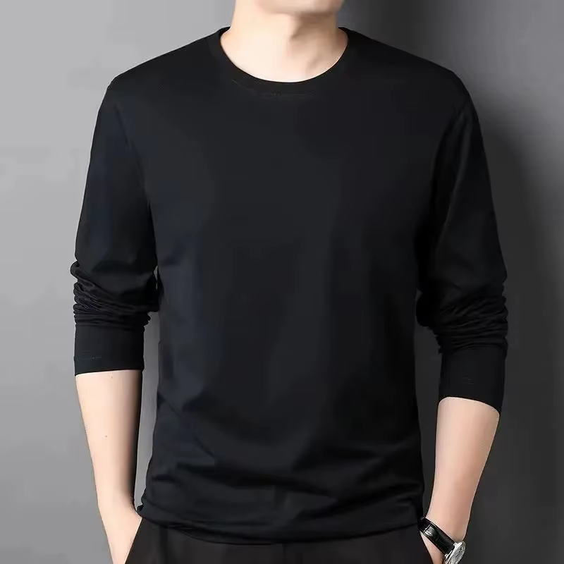 T-shirt décontracté à manches longues et col rond pour homme – Tendance, sous-vêtement, mode automne