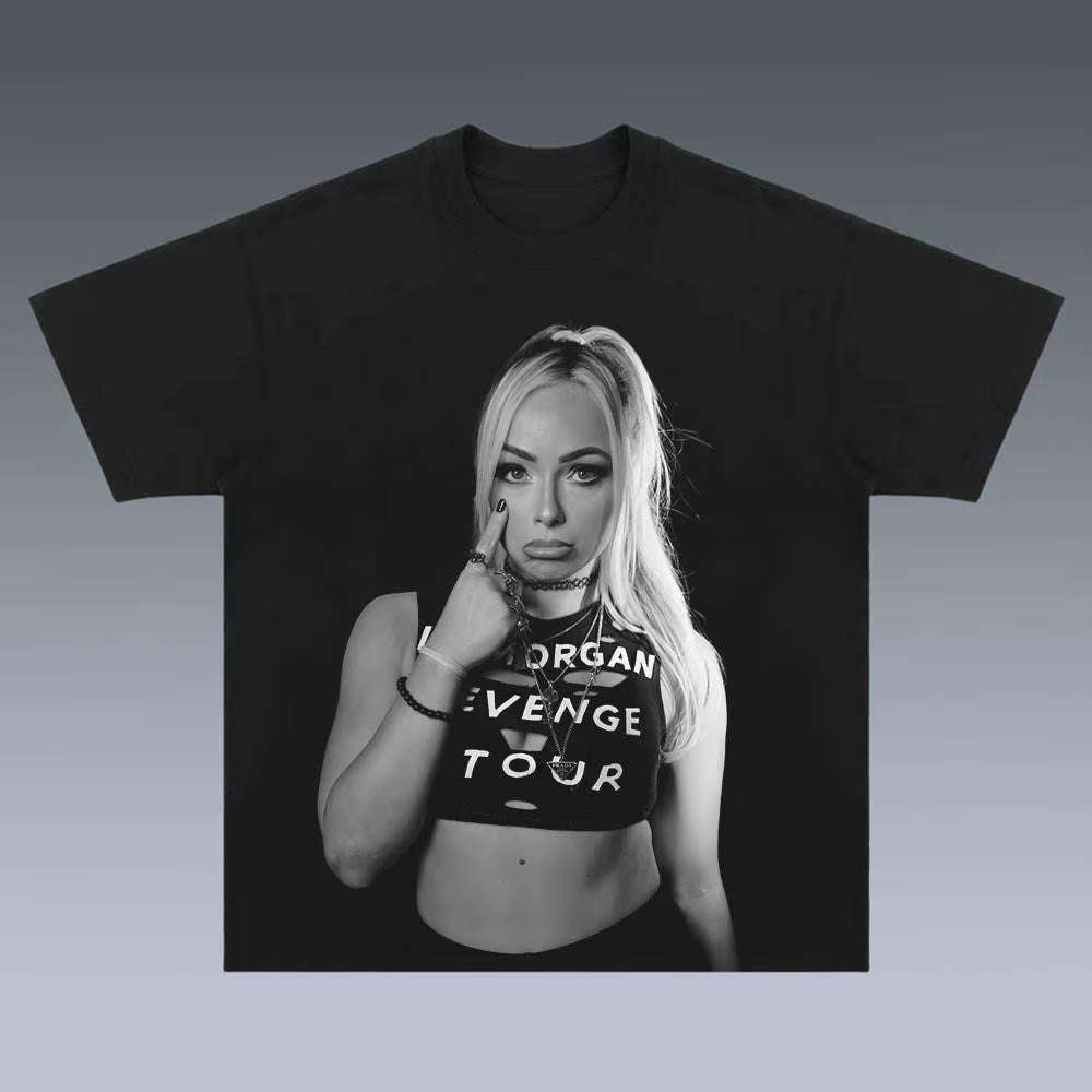 T-shirt à manches courtes en coton pour hommes et femmes, imprimé vintage, Liv Morgan "Revenge Tour"