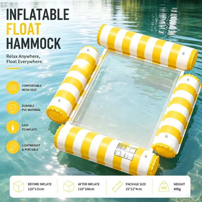 Hamac flottant gonflable d'été compact pour piscine, accessoire idéal pour la maison, les vacances e