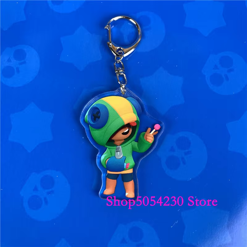 Figurines d'anime en acrylique, porte-clés décoratif Leon, porte-clés à thème de jeu Brawl Stars, br