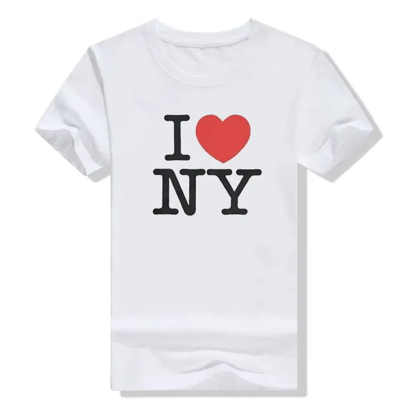 T-shirt 2026 Nouveau modèle « I Love New York » avec slogan « I Love New York » imprimé en lettres, 