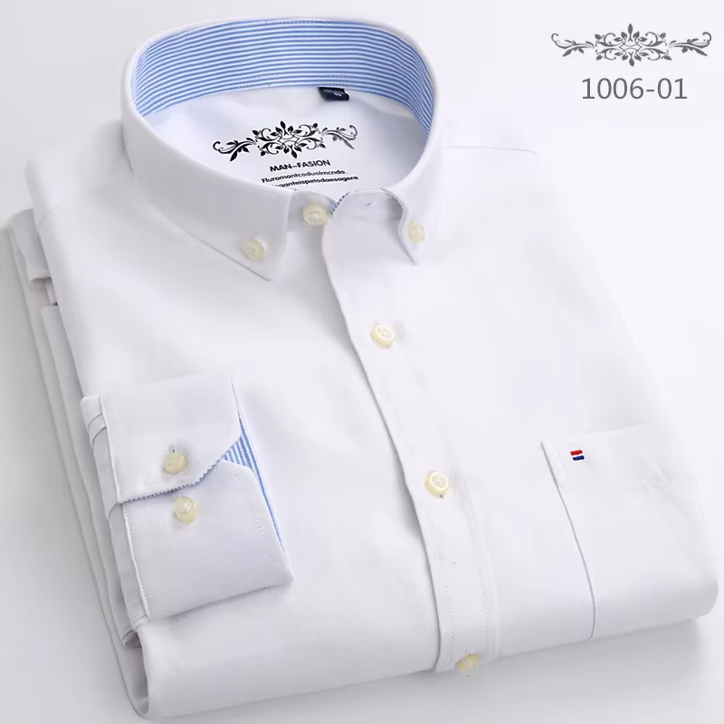 Nouveau dans la chemise chemises à manches longues pour hommes coupe ajustée chemise plian formelle 