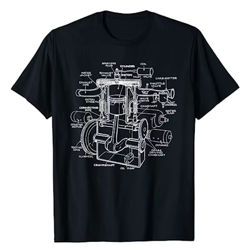 T-shirt graphique Carguy pour hommes, pièces de moteur de voiture mécanique, Muscle Cars Lovers, vêt