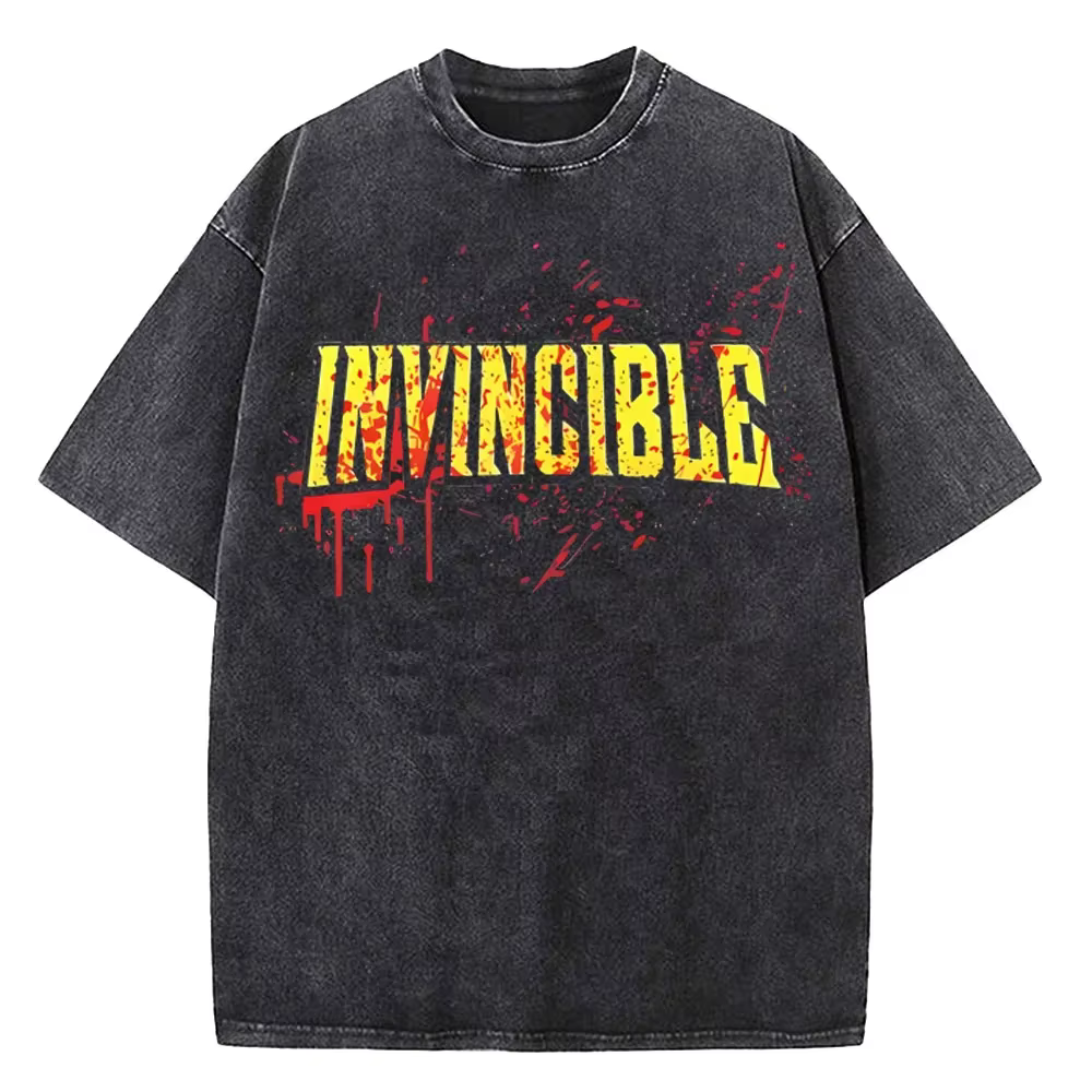 T-shirts rétro avec logo de bande dessinée Invincible, vêtements d'été en coton pour hommes et femme
