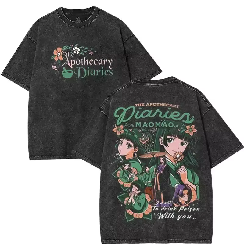 T-shirt Harajuku Anime The Apothecary Diaries, T-shirt Maomao, T-shirt Vintage délavé pour hommes, v